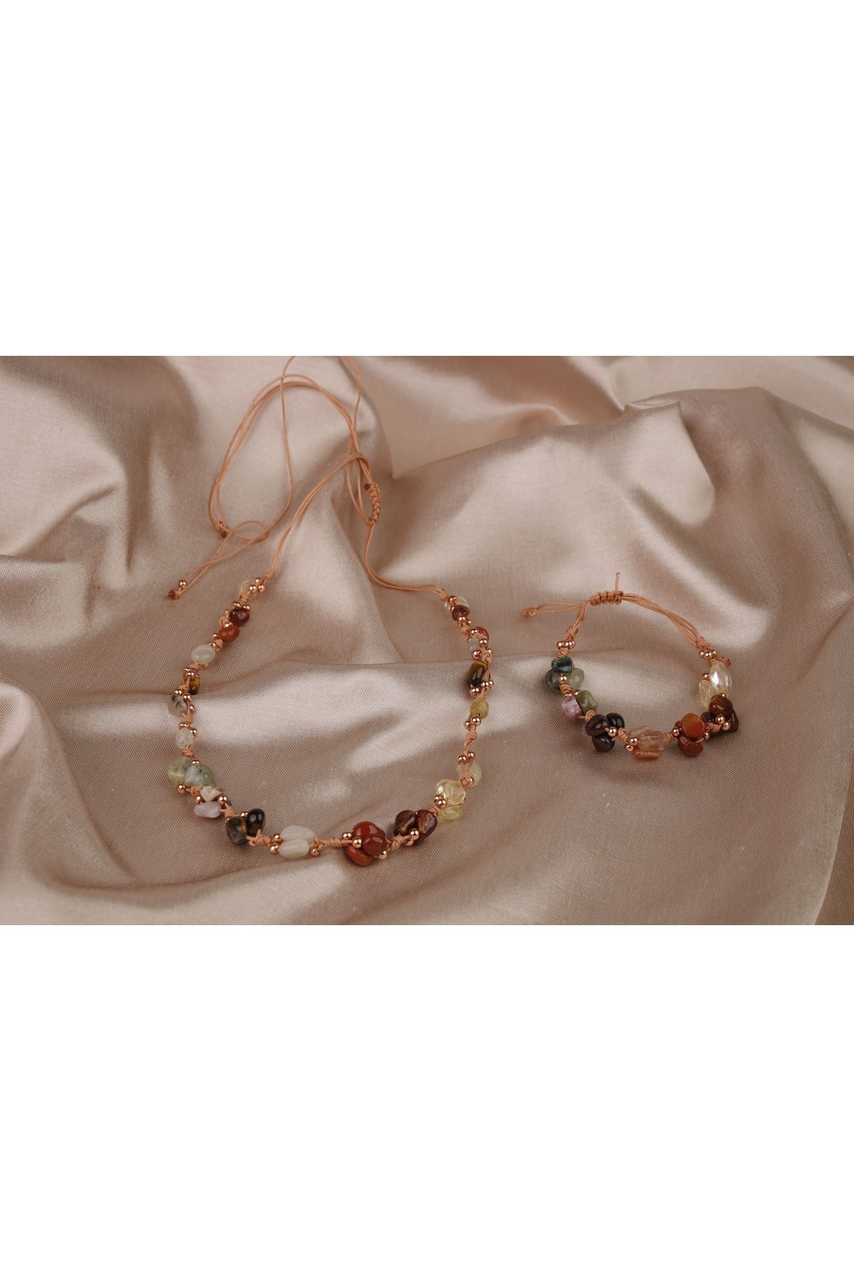 Leo Natural Stone Necklace and Bracelet, Genuine Stone Necklace, Bracelet and Natural Stone Set — image 4