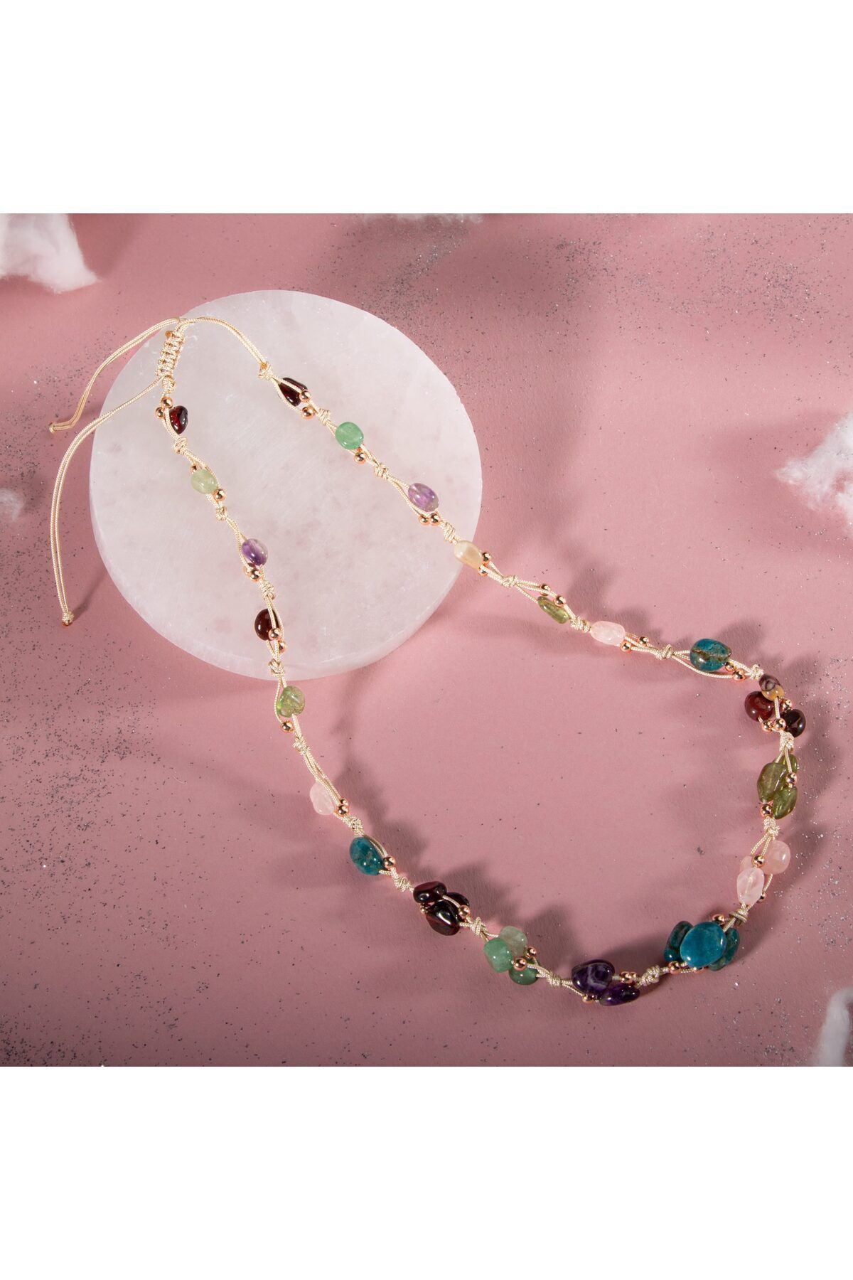 Virgo Natural Stone Necklace and Bracelet, Genuine Natural Stone Jewelry Set — image 4