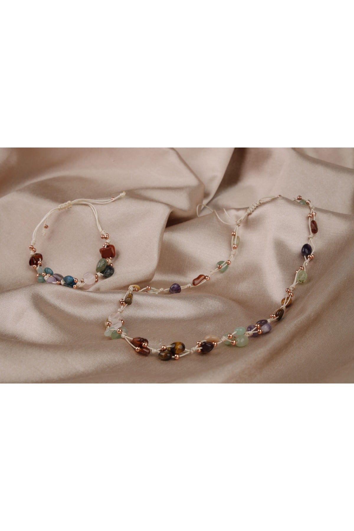 Virgo Natural Stone Necklace and Bracelet, Genuine Natural Stone Jewelry Set — image 6