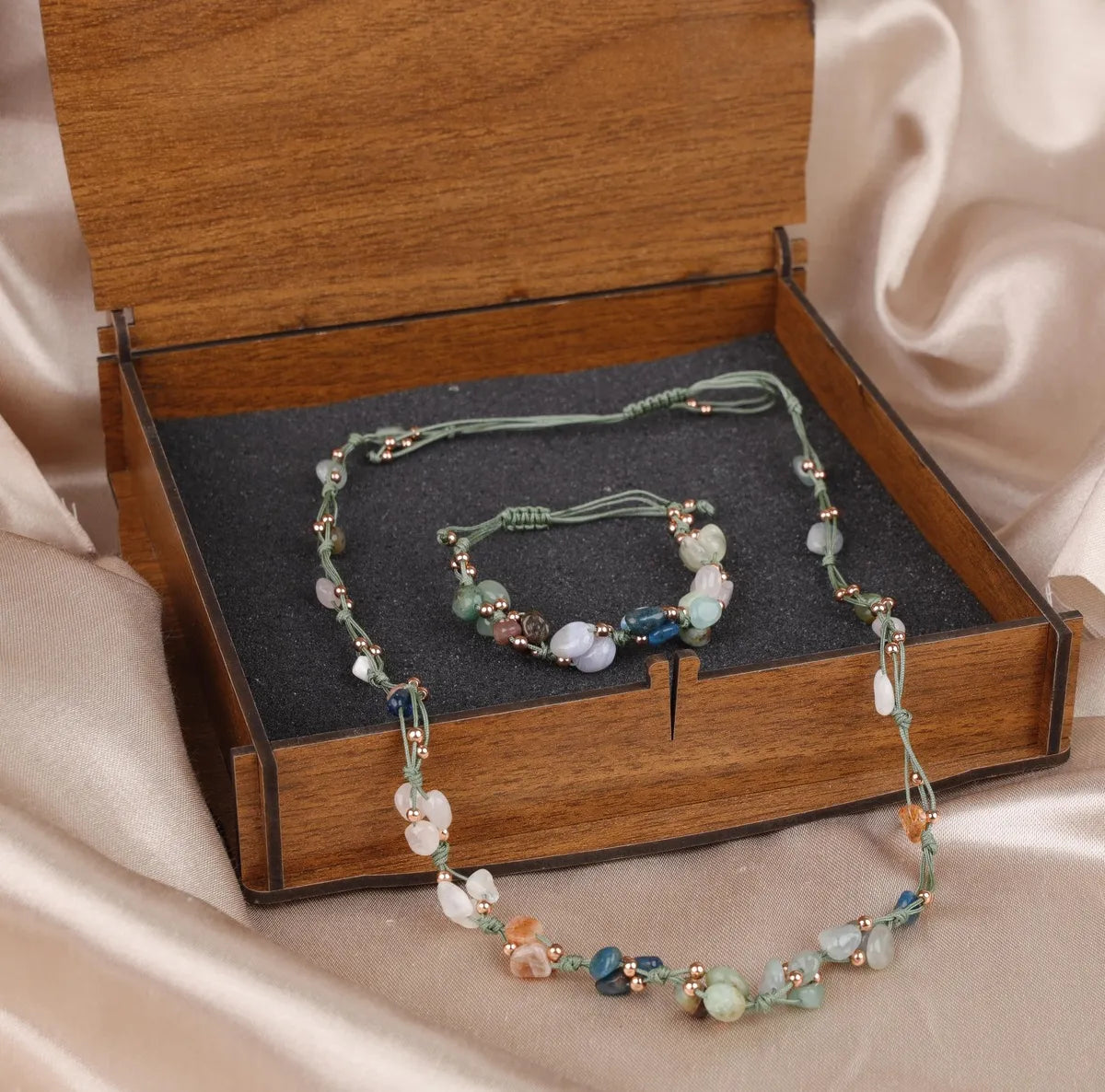 Taurus Natural Stone Necklace and Bracelet, Genuine Natural Stone, Necklace, Bracelet — image 1