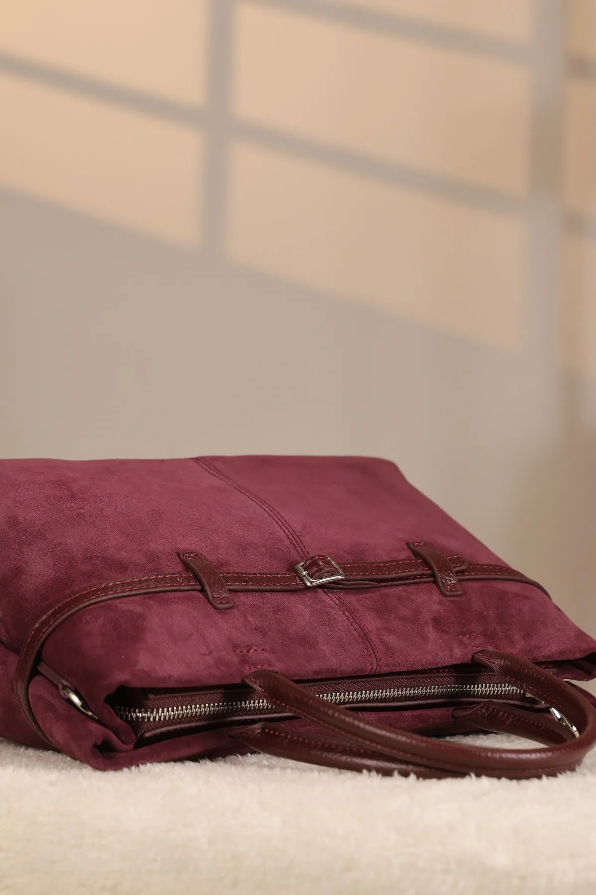 Dusty Rose Genuine Suede Shoulder Bag - Hand-Carry - With Shoulder Strap — image 6