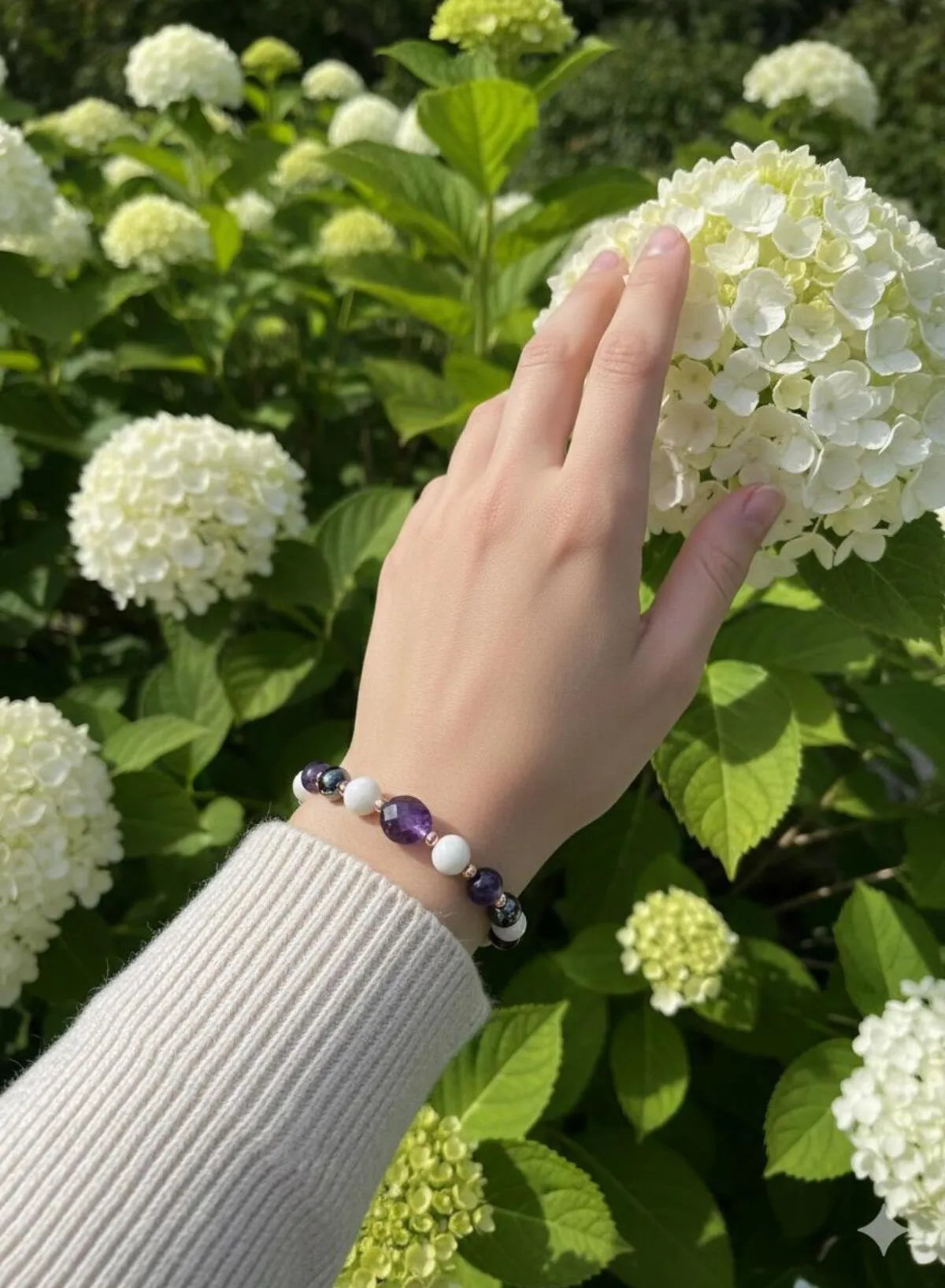 Hematite - Amethyst - Moonstone Natural Stone Bracelet, Jewelry, 100% Genuine, Bracelet — image 4