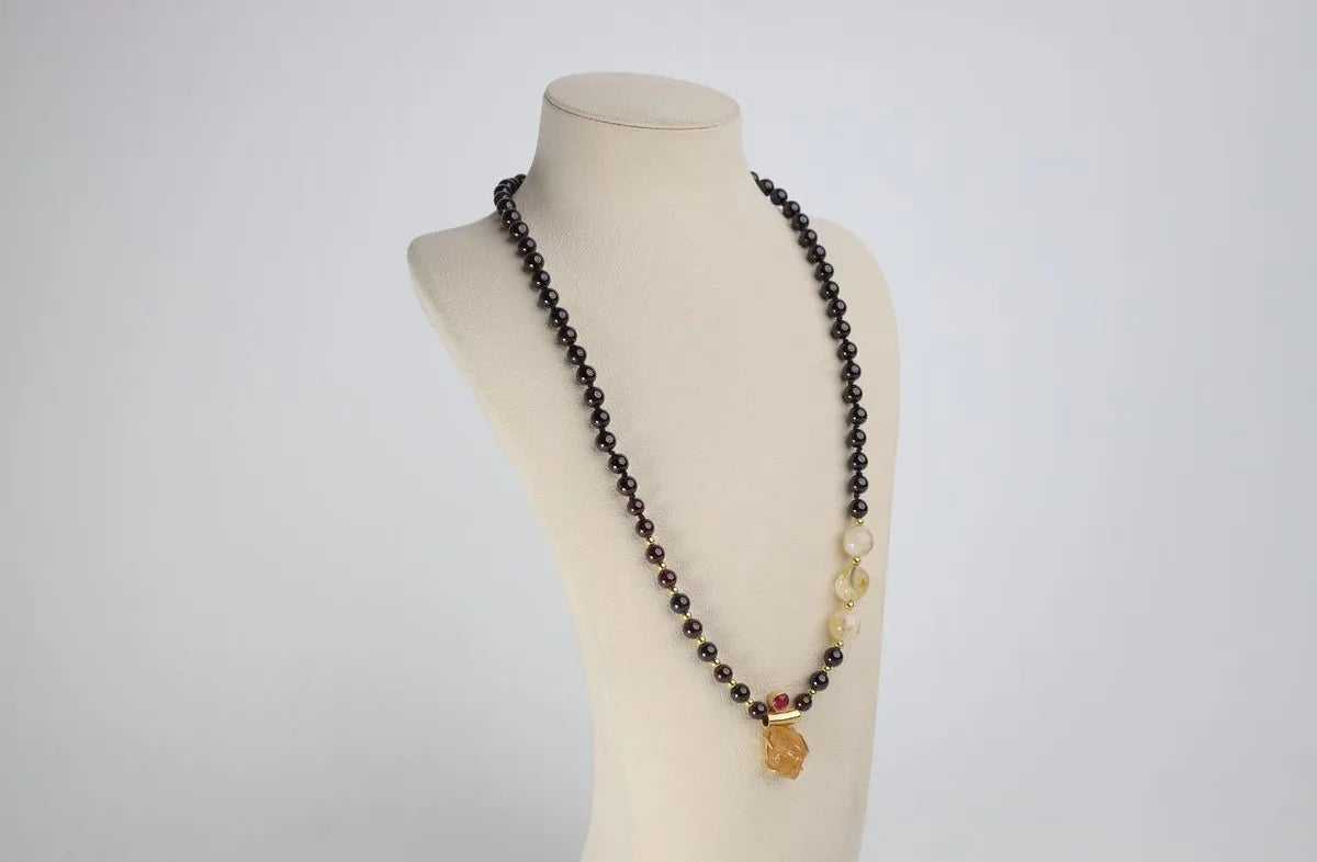 Garnet Citrine Natural Stone, 925 Silver Pendant, Necklace / Bracelet, Jewelry — image 2