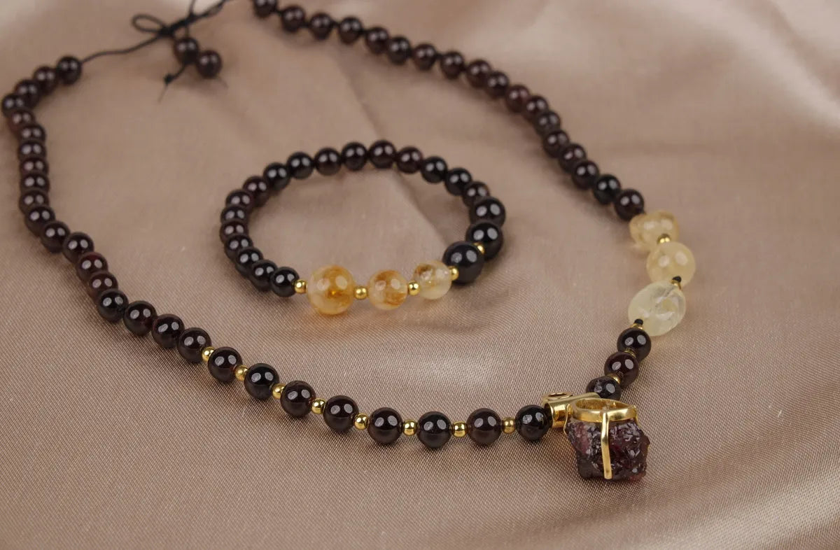 Garnet Citrine Natural Stone, 925 Silver Pendant, Necklace / Bracelet, Jewelry — image 4