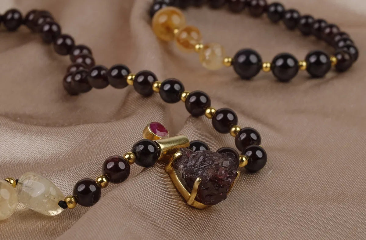 Garnet Citrine Natural Stone, 925 Silver Pendant, Necklace / Bracelet, Jewelry — image 5