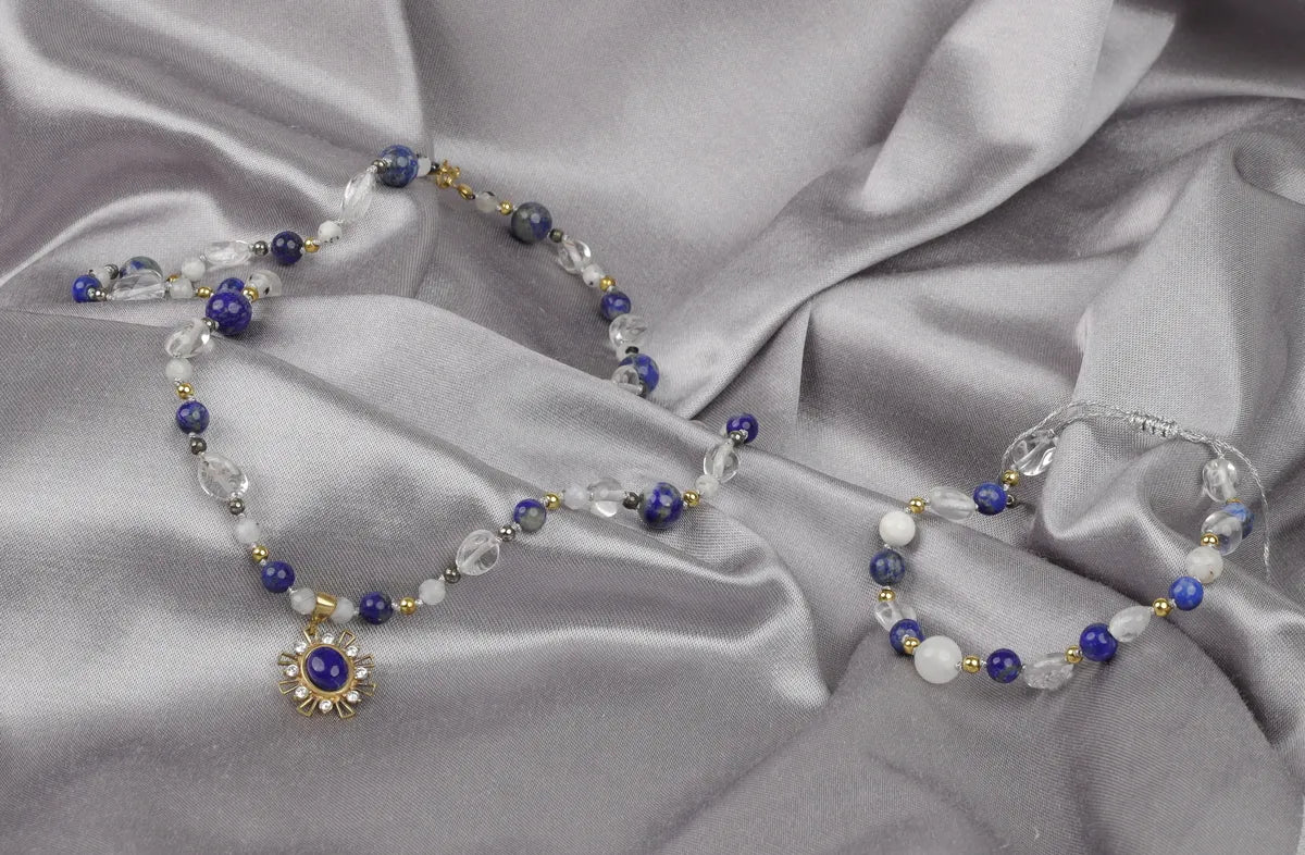 Lapis Lazuli - Quartz - Hematite Natural Stone 925 Silver Pendant - Necklace / Bracelet, Genuine Natural Stone, Jewelry — image 5