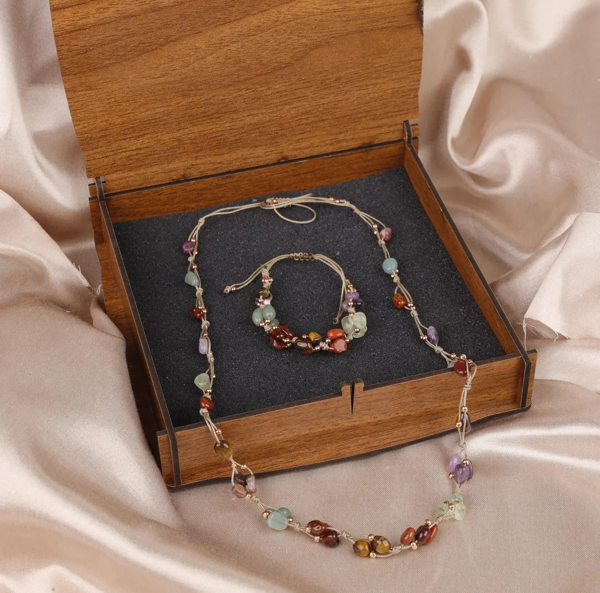 Capricorn Natural Stone Necklace and Bracelet, Genuine Natural Stone, Jewelry Set, Necklace — image 1