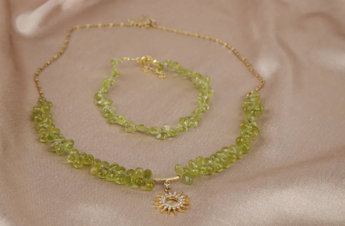 Peridot Natural Stone 925 Silver Necklace / Bracelet, Jewelry, Genuine Natural Stone — image 3