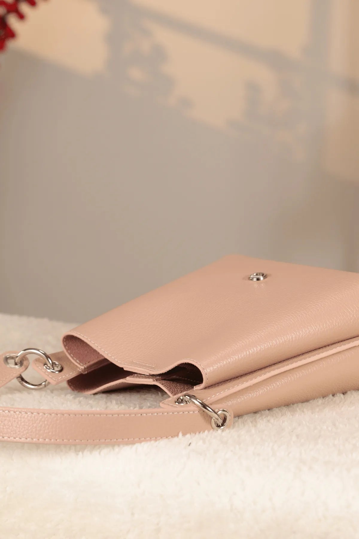 Rose Gold Genuine Leather Bag - With Shoulder Strap and With Inner Makeup Bag — image 6