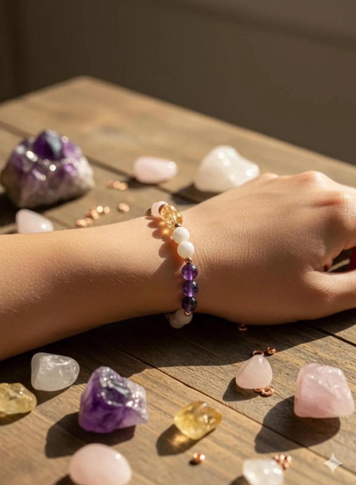 Citrine - Amethyst - Rose Quartz Natural Stone Bracelet, Jewelry, Genuine Natural Stone, Bracelet — image 3