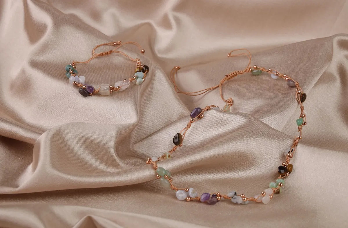 Cancer Natural Stone Necklace and Bracelet, 100% Genuine Natural Stone, Jewelry Set, Necklace Bracelet — image 5